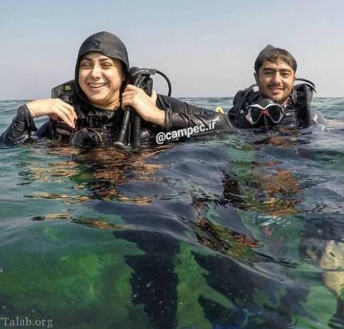 غواصان در حال آموزش مقدماتي کنار قايق در قشم
