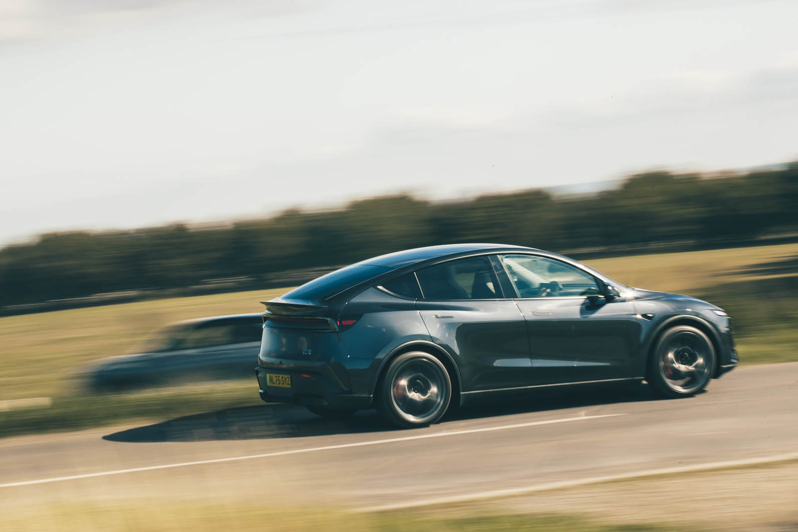 نمای جانبی تسلا مدل Y پرفورمنس با رینگ‌های 21 اینچی